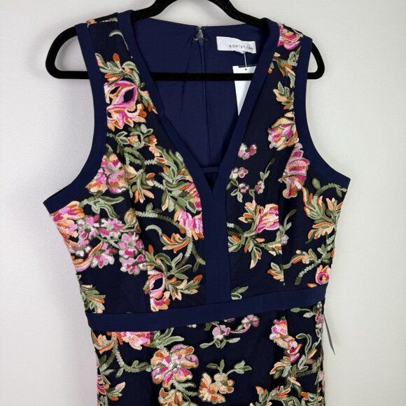 Adelyn Rae Navy Floral Embroidered Fit Flare Dress XL Sleeveless NWT Wedding - Picture 4 of 11
